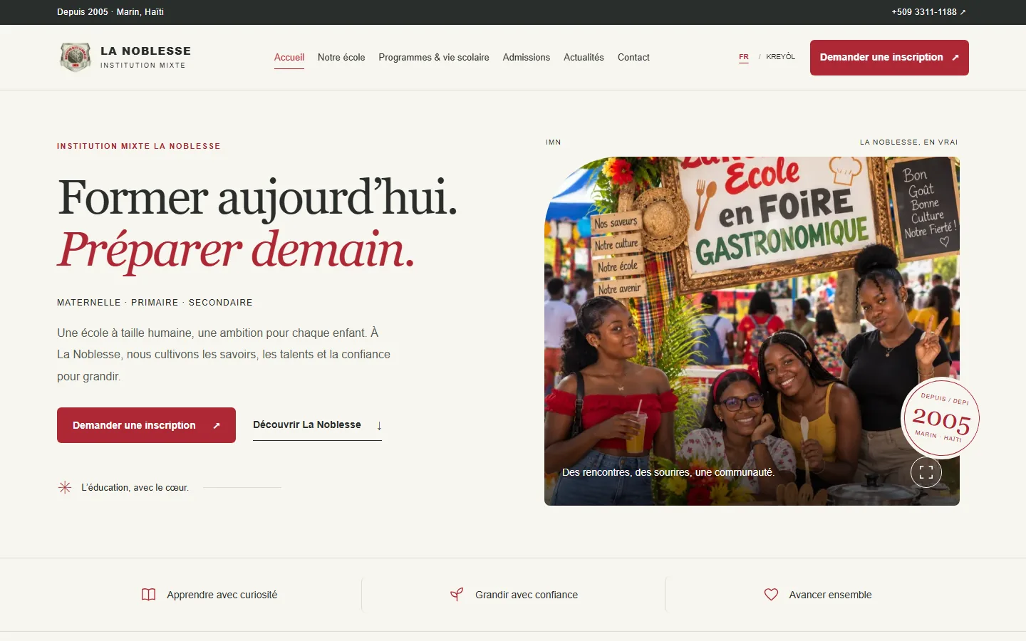 Aperçu du site Institution Mixte La Noblesse